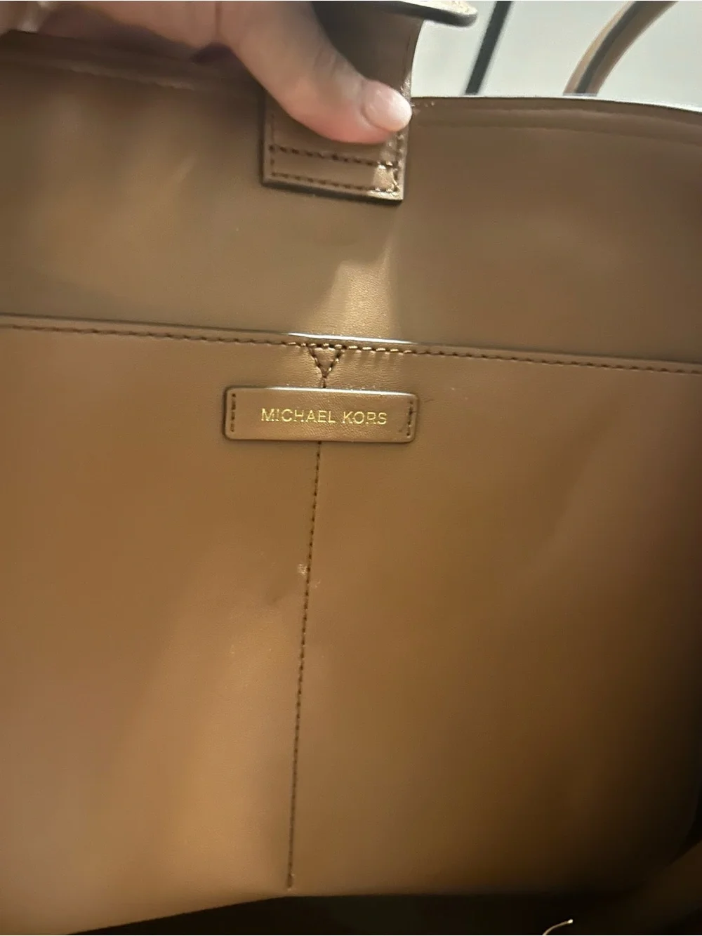 Michael Kors Tan Quilted Leather Tote with Gold Logo - Picture 12 of 14